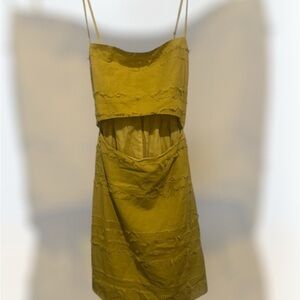 Cotton Candy Cut Out Elegant Mustard Dress Size Medium NWT